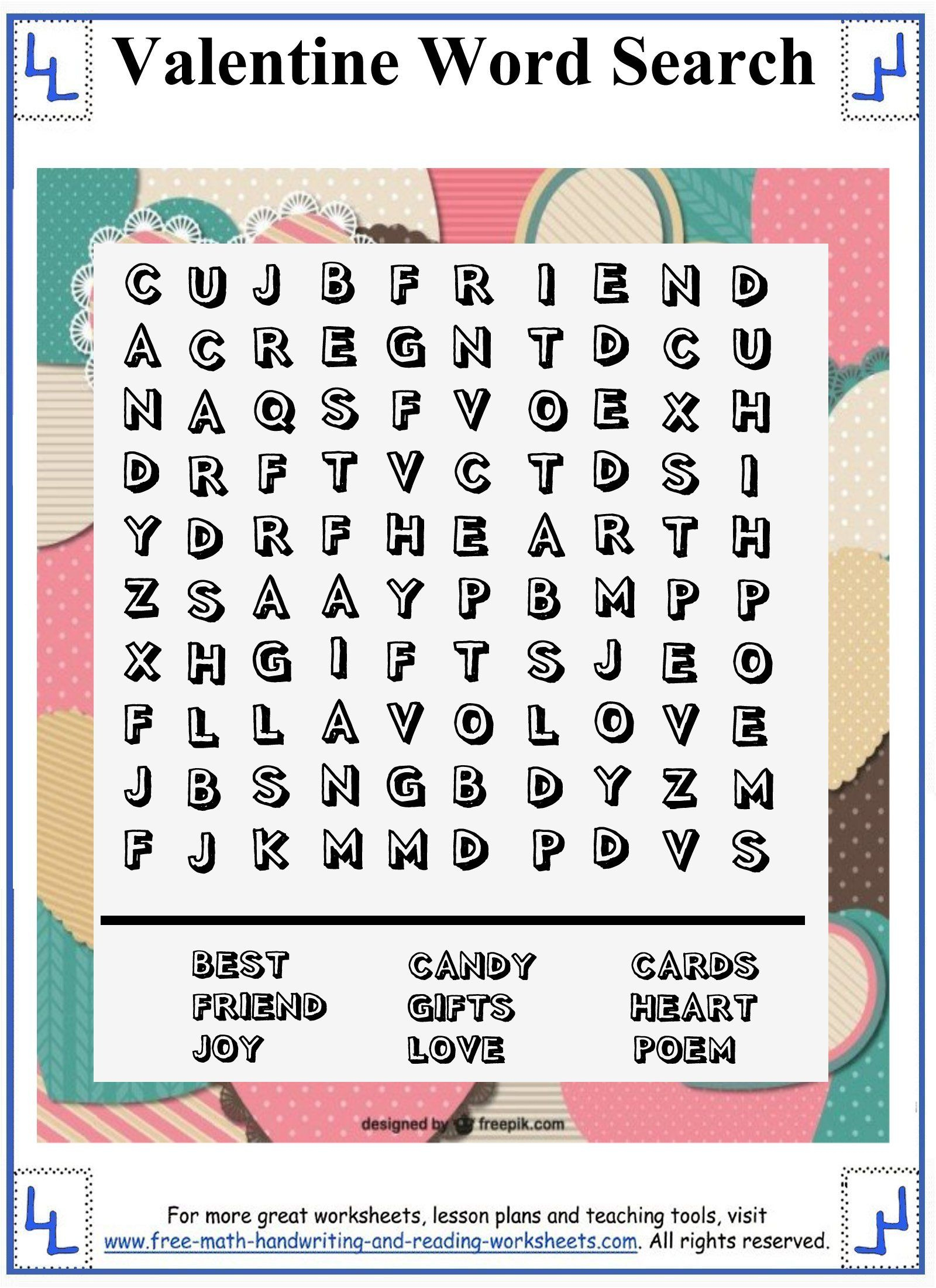 Valentine Word Search - Printable Puzzles - 10X10 Wordsearch Grid - Printable Christian Valentine Puzzles