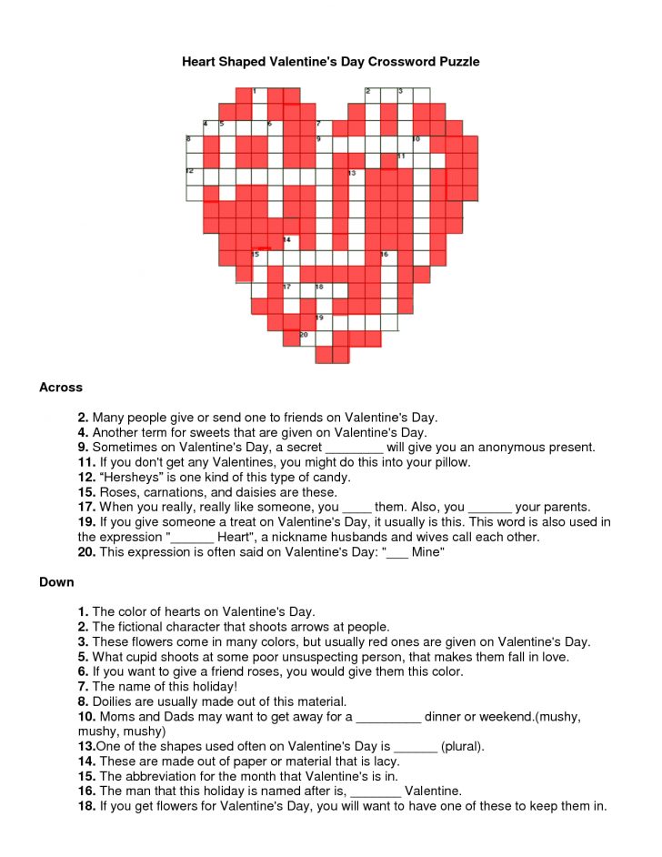 Free Printable Valentine Crossword Puzzles
