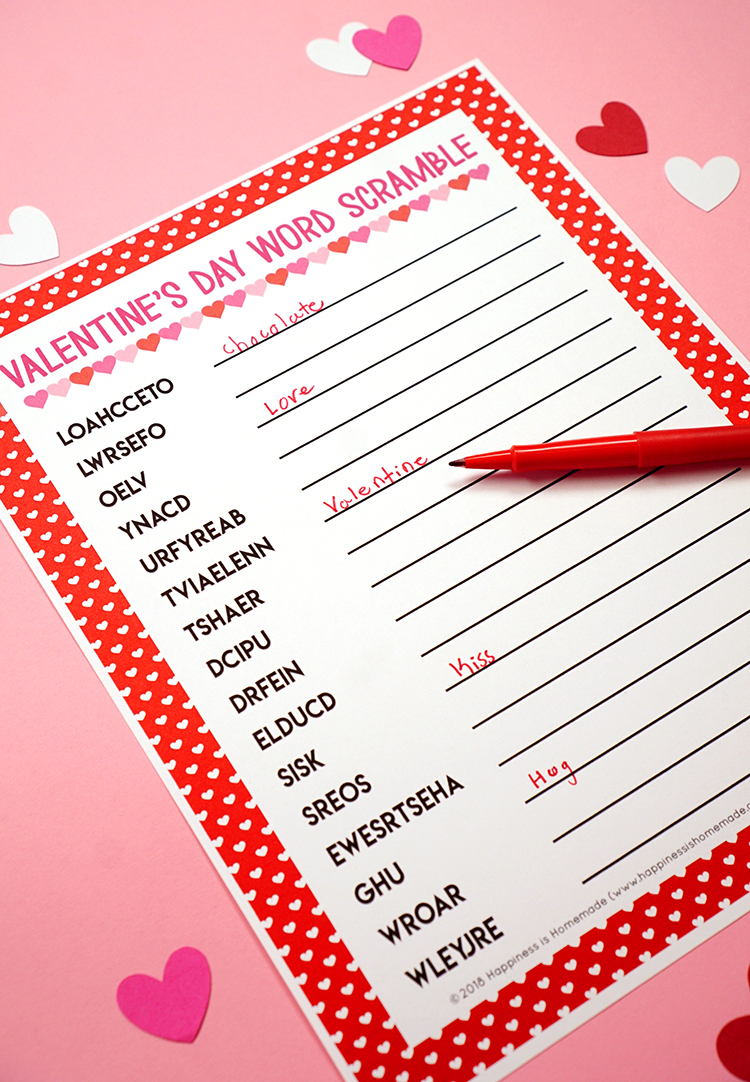 Valentine&amp;#039;s Day Word Scramble Printable - Happiness Is Homemade - Free Printable Valentine Puzzle Games