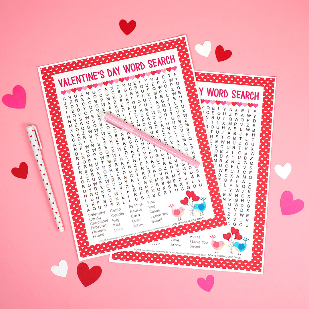 Valentine&amp;#039;s Day Word Search Printable - Happiness Is Homemade - Printable Valentine Puzzles Games
