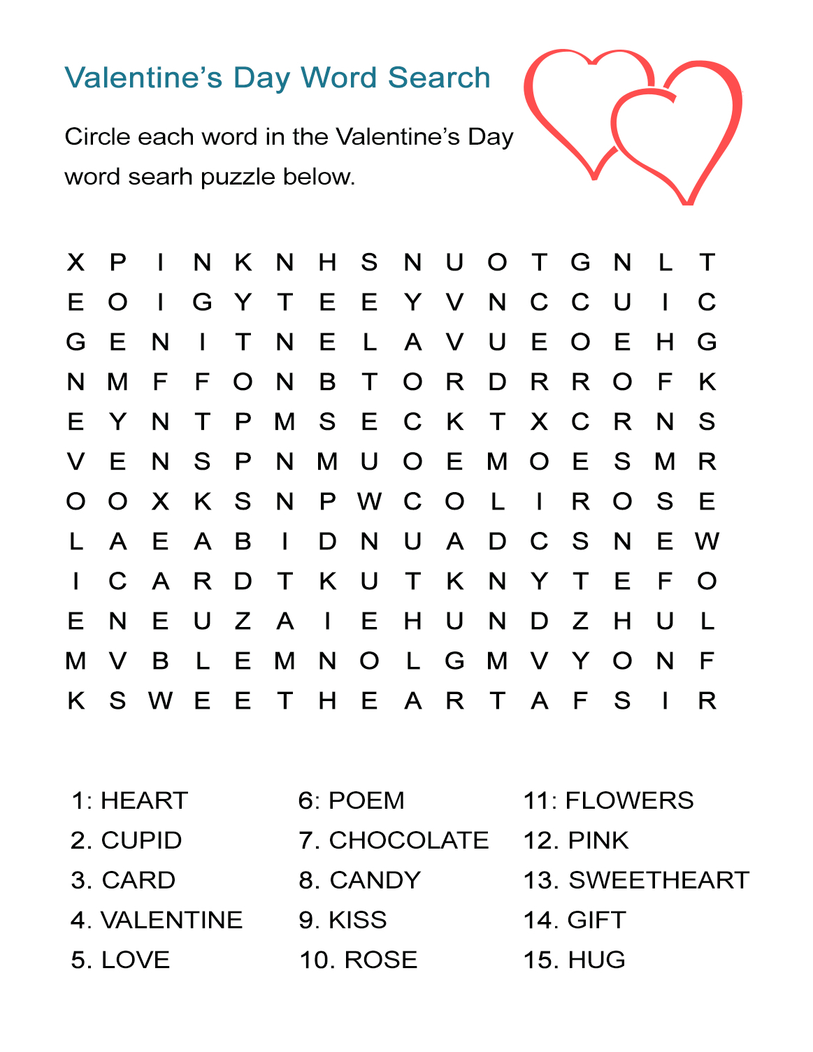 Valentine&amp;#039;s Day Word Search Puzzle: Free Worksheet For February 14 - February Crossword Puzzle Printable