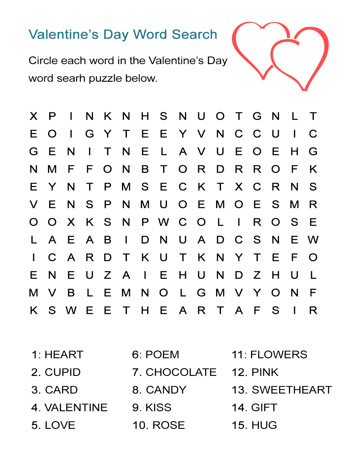 Valentine&amp;#039;s Day Word Search Puzzle: Free Worksheet For February 14 - Free Printable Heart Puzzle