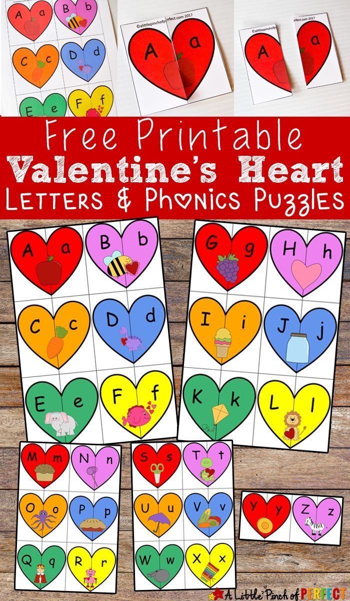 Valentine&amp;#039;s Heart Letters And Phonics Puzzles Free Printable - Printable Phonics Puzzles