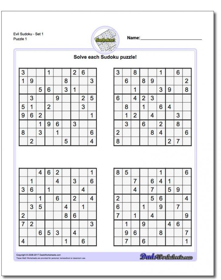 Printable Sudoku Puzzles Easy #1 Answers