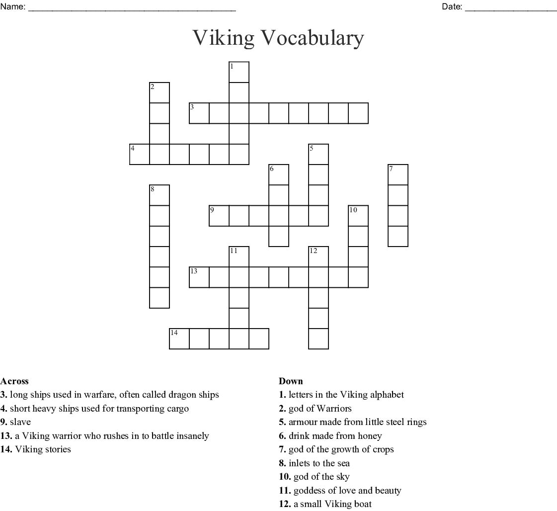 vikings letters crossword printable viking crosswords printable