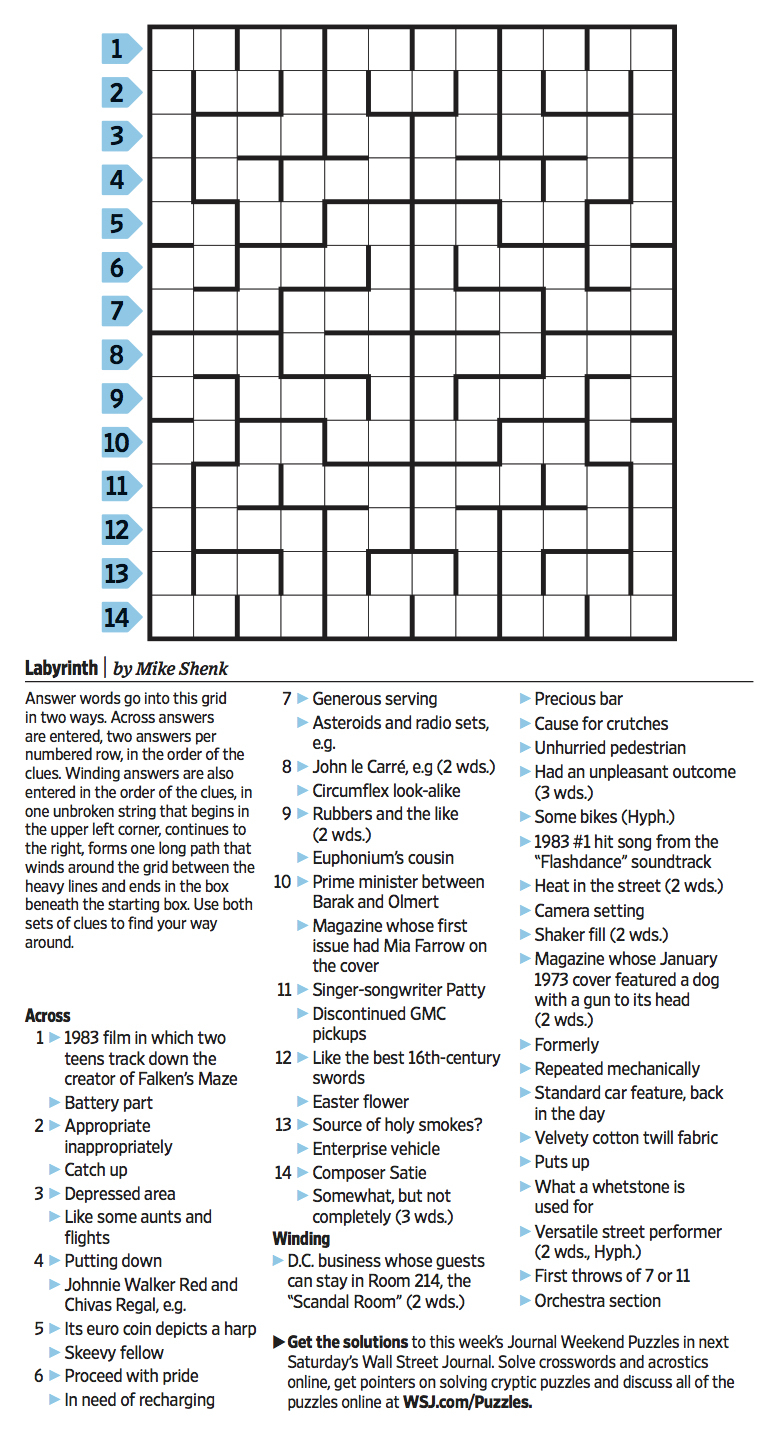 Printable Wsj Crossword - Printable Crossword Puzzles