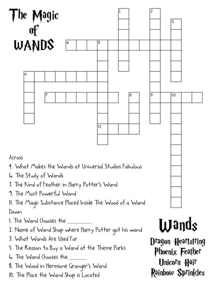 Printable Crossword Puzzles Harry Potter