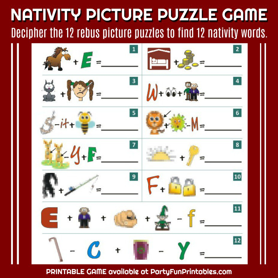 Wendy Legendre On Twitter: &amp;quot;nativity Christmas Picture Puzzle Game - Printable Christmas Rebus Puzzles