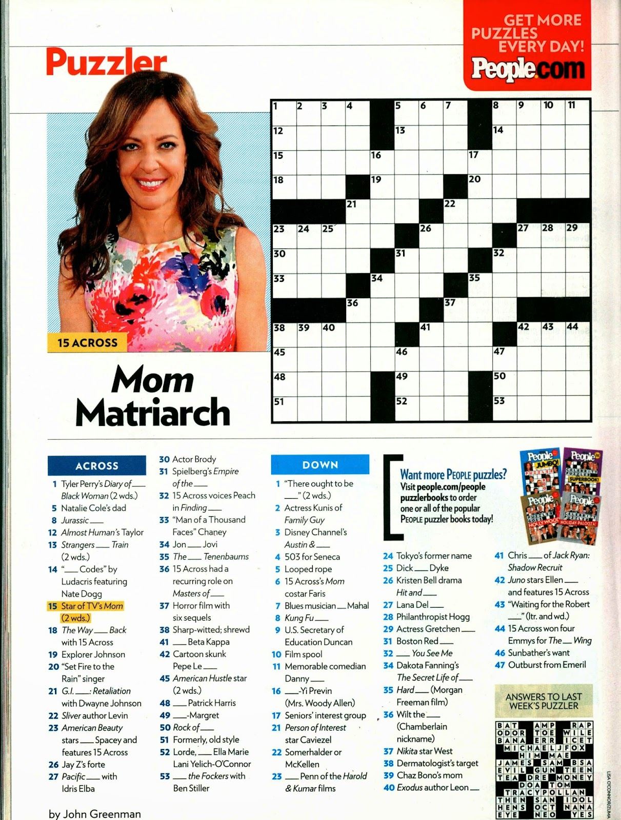 When Write Is Wrong: Down For The Count - Printable People Magazine Crossword Puzzles
