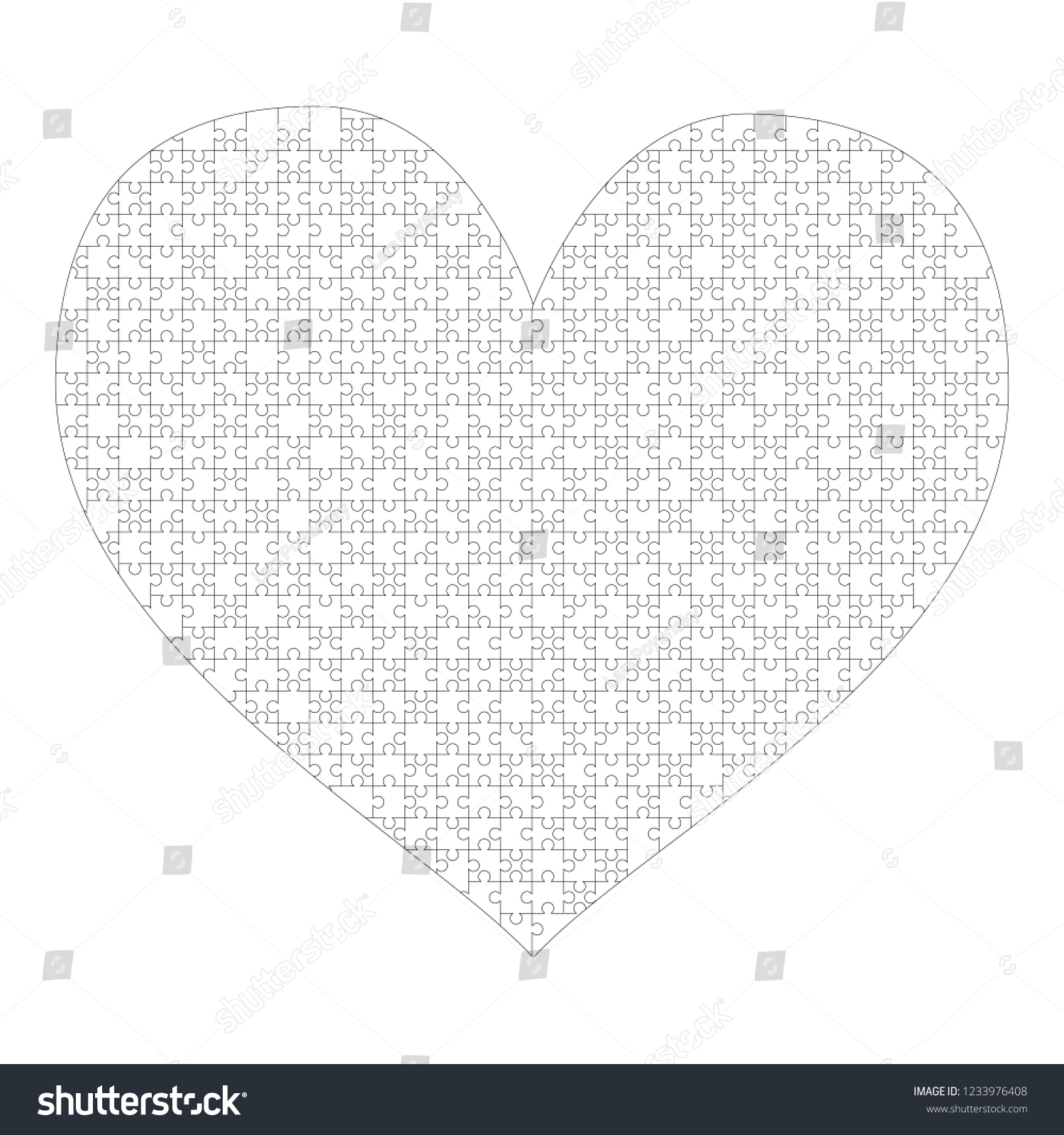White Puzzles Pieces Arranged Heart Shape Stock Illustration - Printable Puzzle Heart