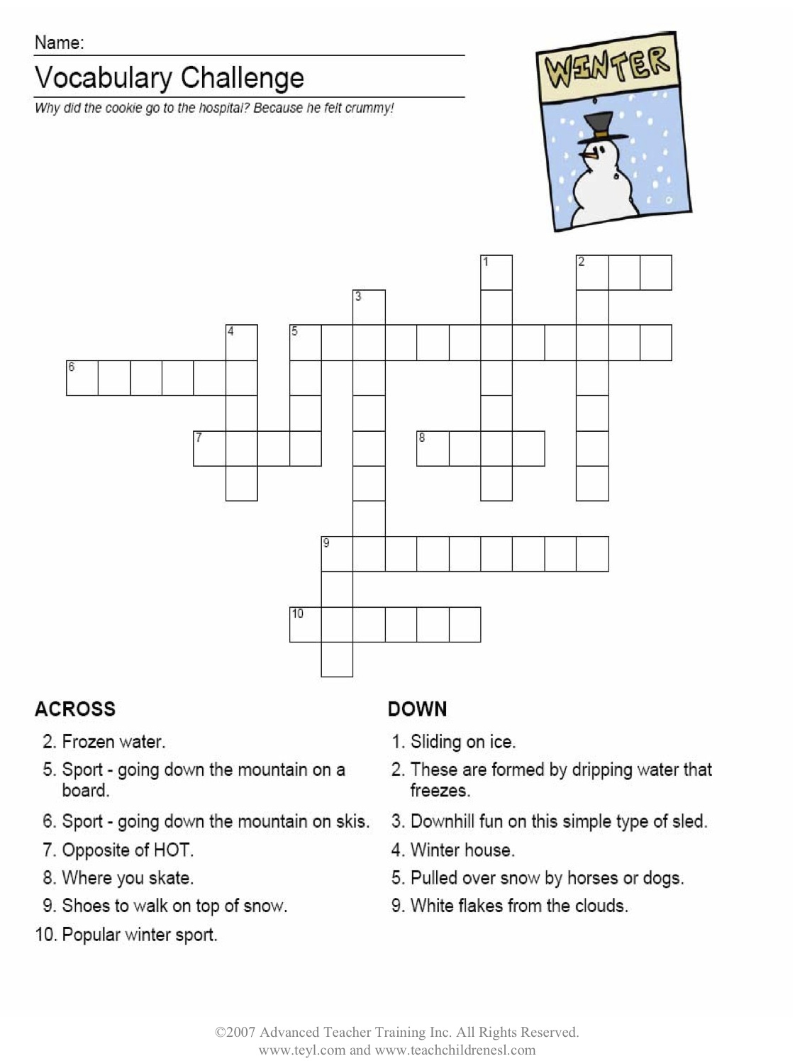 Winter Holiday Crossword | Travel Informations And Inspirations - Printable Crossword Puzzles Winter
