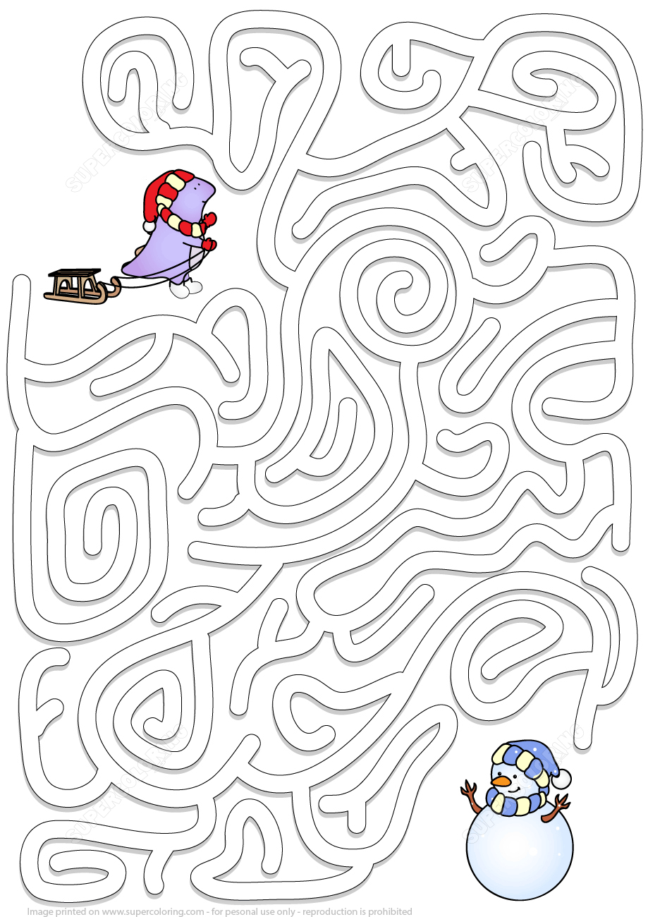 Winter Maze Puzzle | Free Printable Puzzle Games - Printable Puzzles Mazes