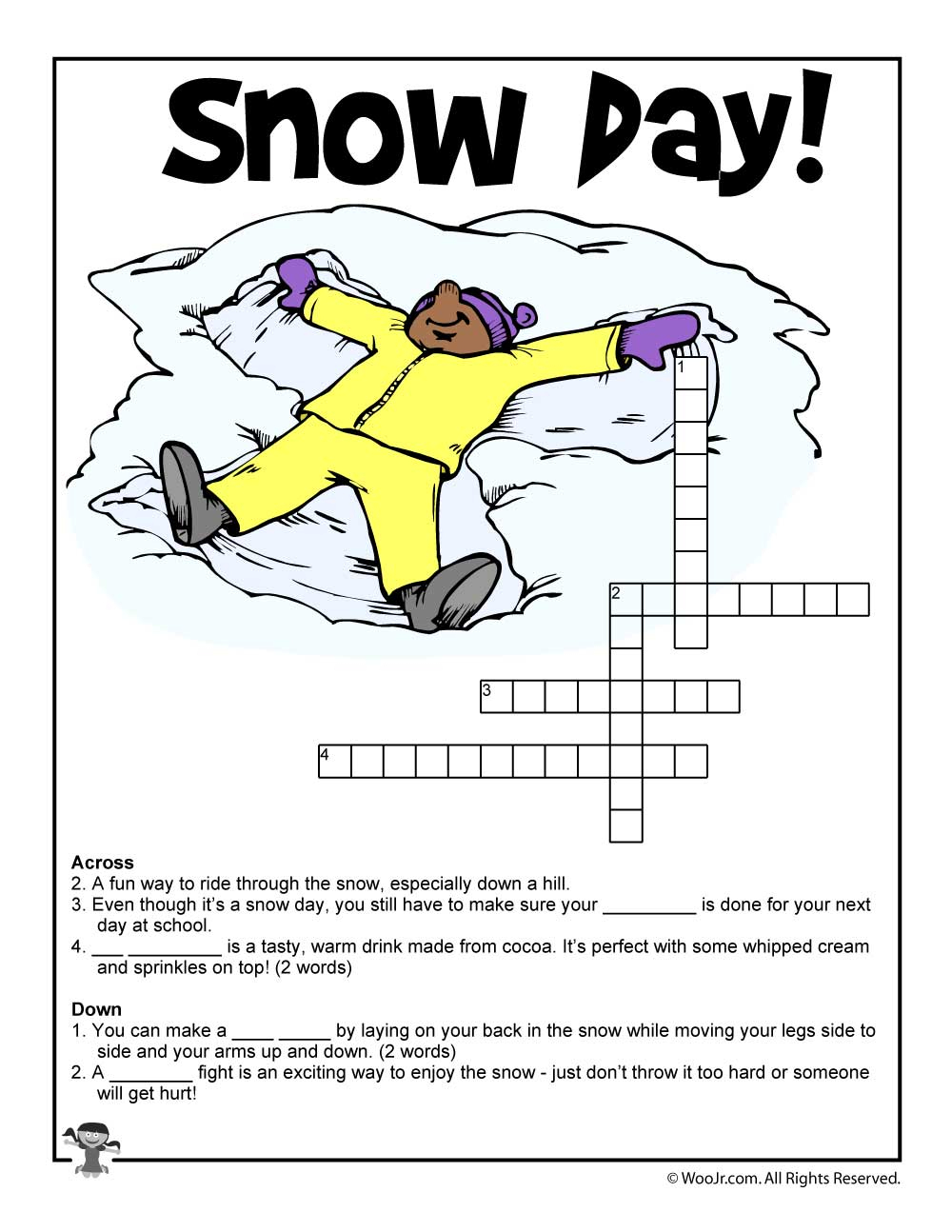Winter Word Puzzles &amp;amp; Compound Words Vocabulary Worksheets | Woo! Jr - Printable Winter Crossword Puzzles