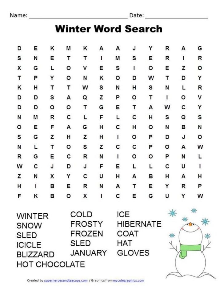 Printable January Crossword Puzzles