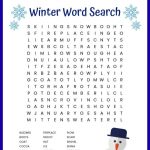 Winter Word Search Printable Worksheet With 24 Winter Themed   Printable Winter Crossword Puzzle