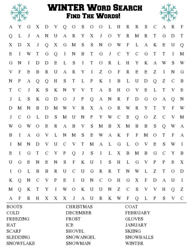 Winter Word Search | Puzzles And Games | Winter Word Search, Winter - Printable Winter Crossword Puzzles