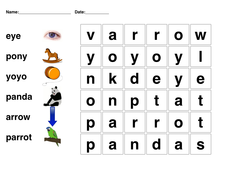 Word Search For Kindergarten Printable | Free Words Worksheets For - Printable Crossword Puzzle For Kindergarten