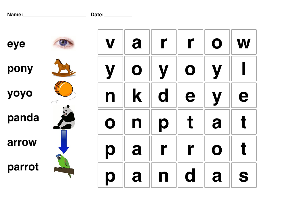Word Search For Kindergarten Printable | Free Words Worksheets For - Printable Free Puzzle Games