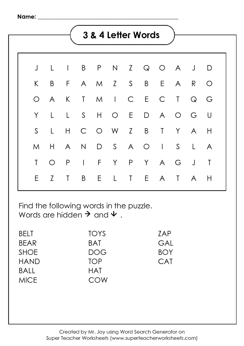 Word Search Puzzle Generator - Free Printable Crossword Puzzles For Grade 1