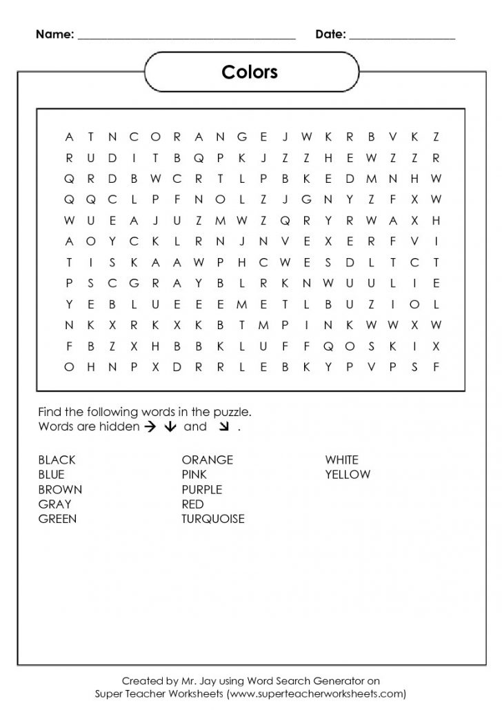 Printable Word Puzzle For Kindergarten