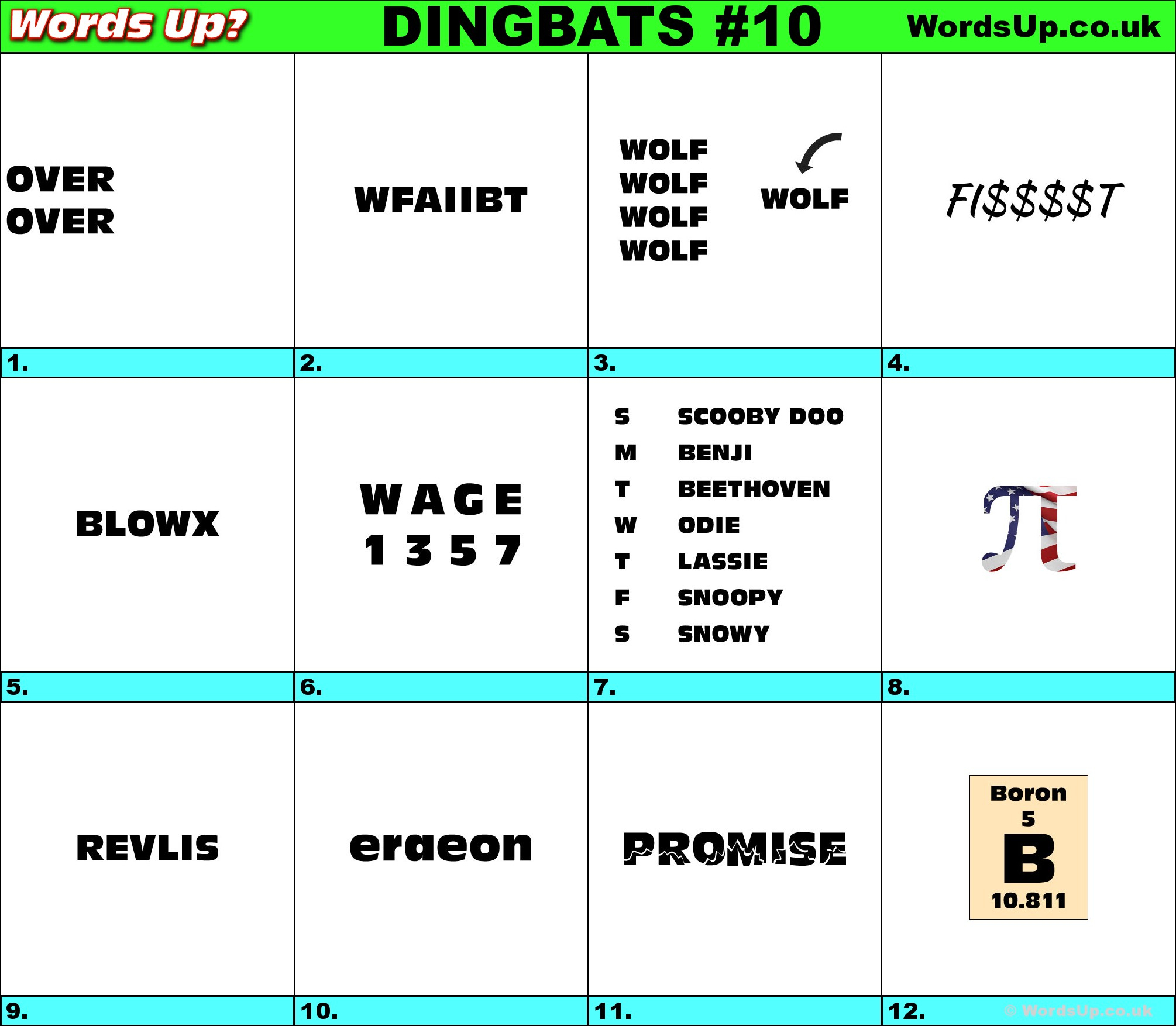 Words Up? Dingbat Puzzles - Printable Dingbat Puzzles With Answers