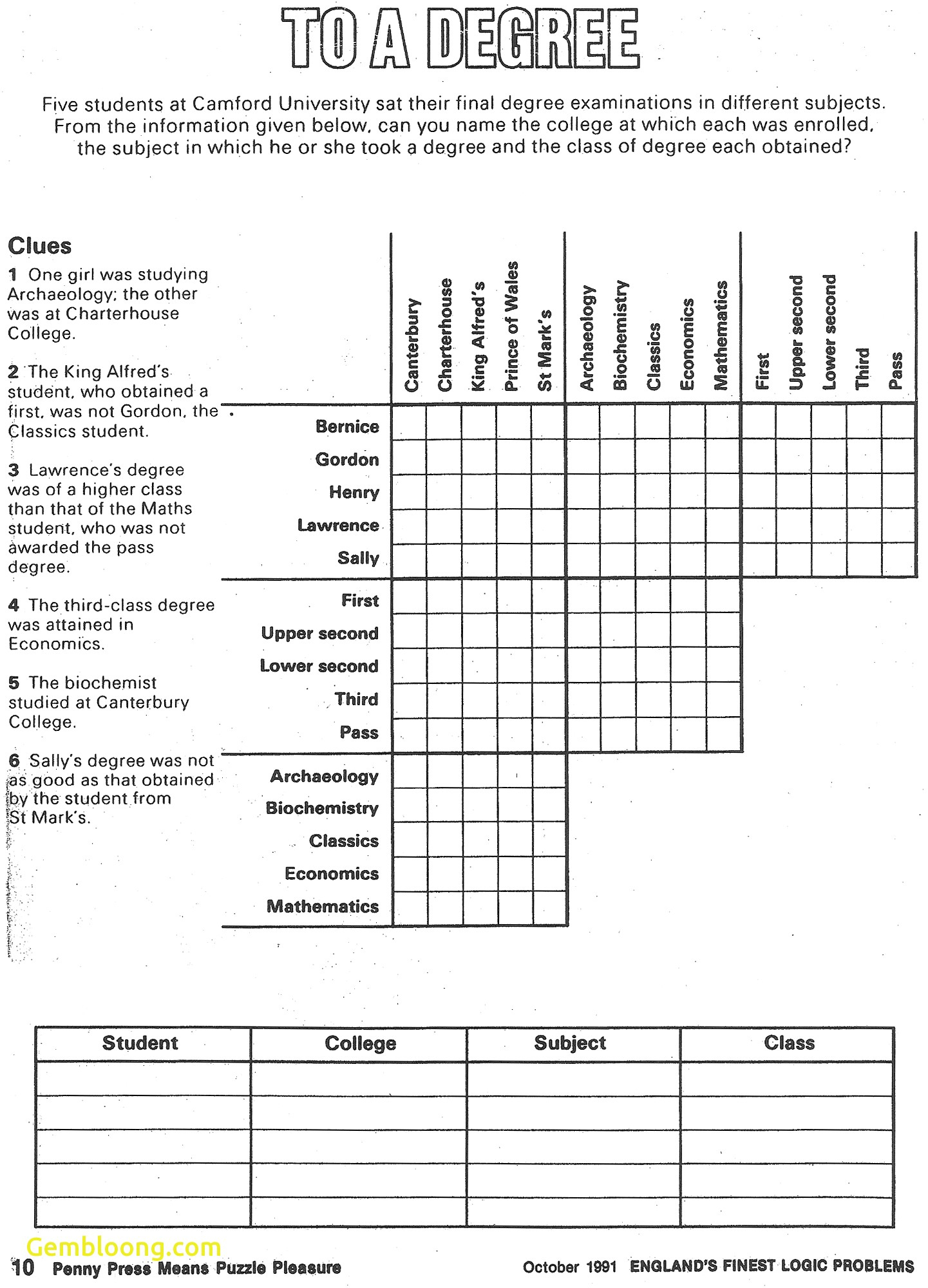 Free Printable Logic Puzzle Worksheets Printable Crossword Puzzles