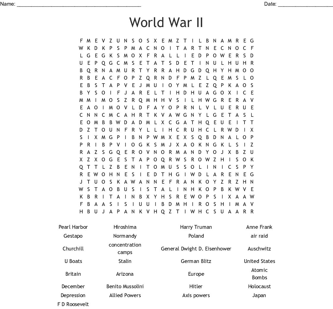 World War Ii Word Search Wordmint Wwii Crossword Puzzle Printable Printable Crossword Puzzles