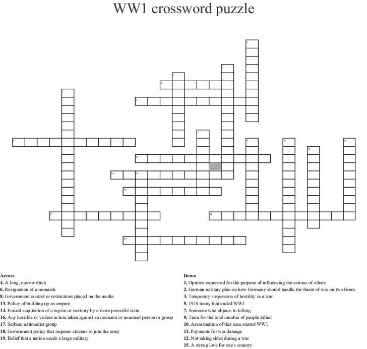 Printable Military Crossword Puzzles