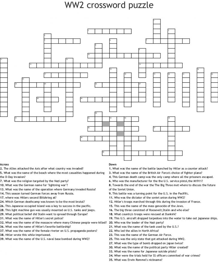 Ww2 Crossword Puzzle Crossword - Wordmint - Wwii Crossword Puzzle 