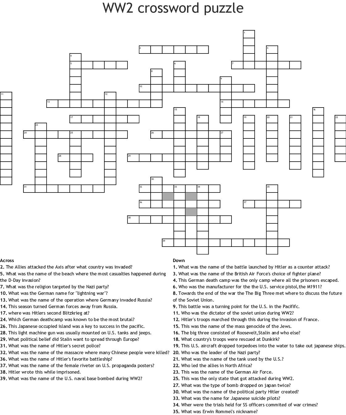 Ww2 Crossword Puzzle Crossword - Wordmint - Wwii Crossword Puzzle Printable